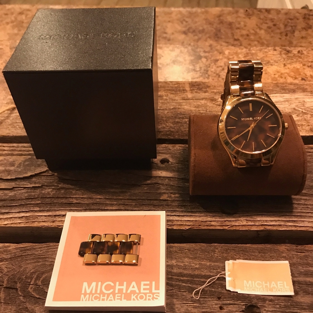 New in box Michael Kors leopard print watch
